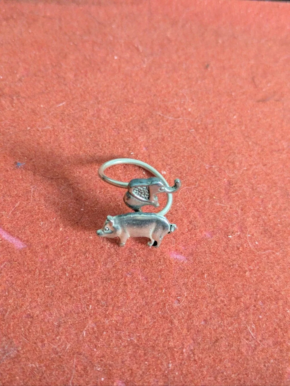 Statement Wrap Ring Elephant And Pig Cute Animal Stack Handmade Adjustable